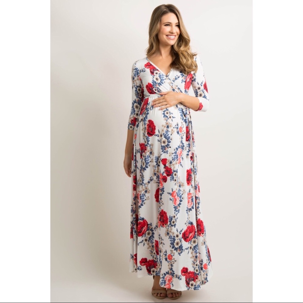 NWWT PinkBlush Maternity Floral Maxi Dress